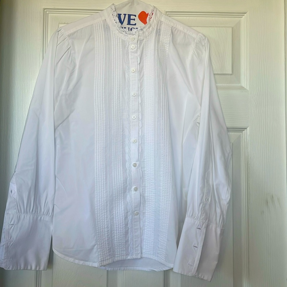 J. Crew Lace Collar Tuxedo Style Blouse Sz 6
